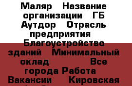 Маляр › Название организации ­ ГБ Аутдор › Отрасль предприятия ­ Благоустройство зданий › Минимальный оклад ­ 30 000 - Все города Работа » Вакансии   . Кировская обл.,Захарищево п.